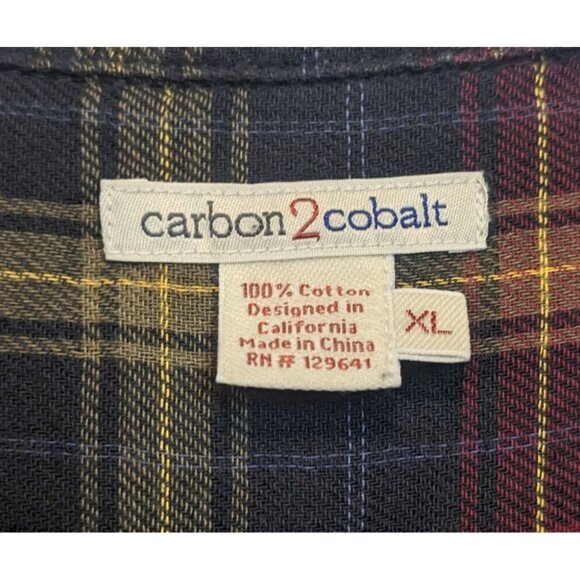 Carbon 2 Cobalt Flannel Plaid Shirt Men's Size XL Button Front Soft Multicolor - Picture 4 of 6